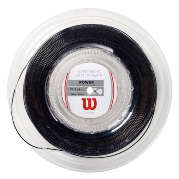 Wilson -  Rollo De Cuerdas X200 Metros Para Raquetas De Tenis - Synthetic Gut Power 17 - Negro